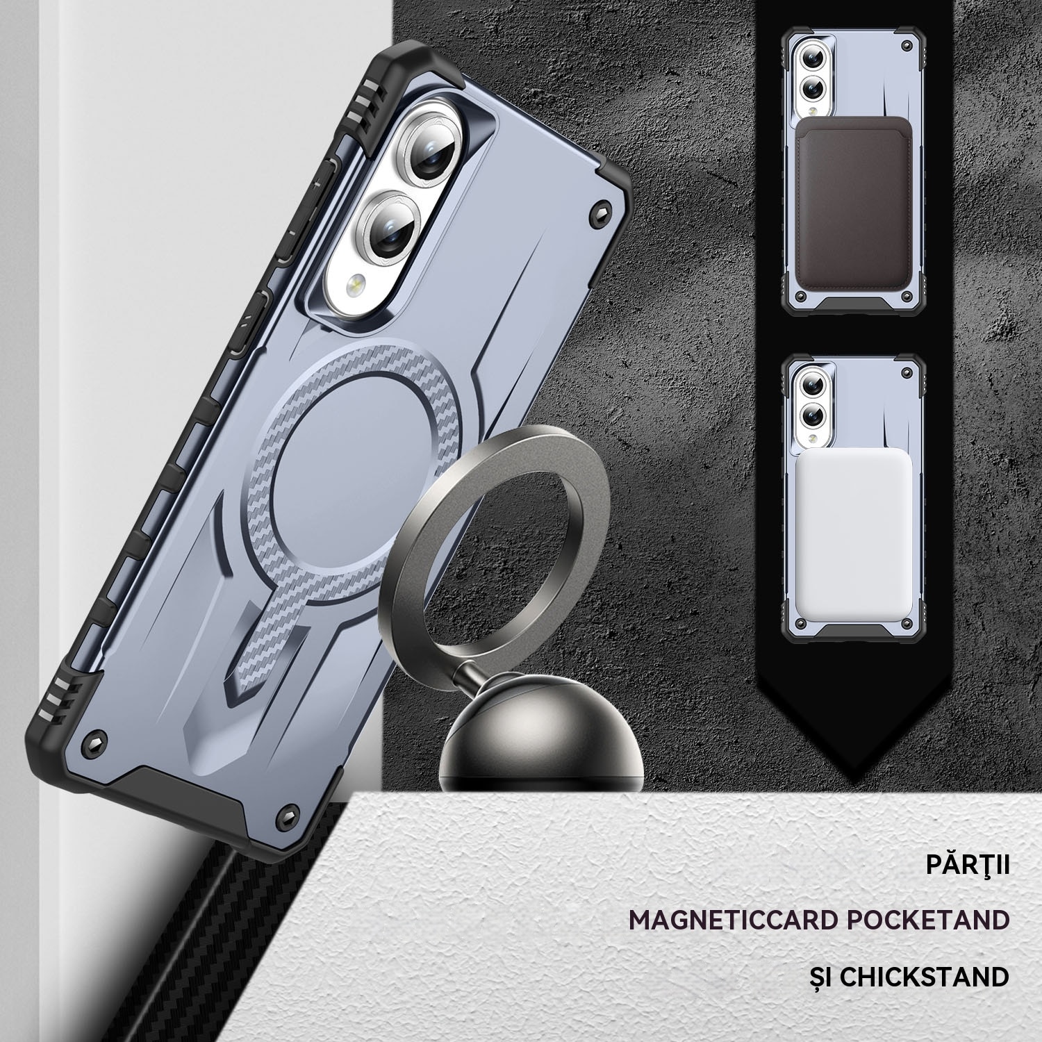 Husa magnetica compatibila cu Samsung Galaxy S25 Edge, Esther Beauty®, cu Tehnologie MagSafe, Carcasa rezistenta la socuri pentru Samsung Galaxy S25 Edge, Gri