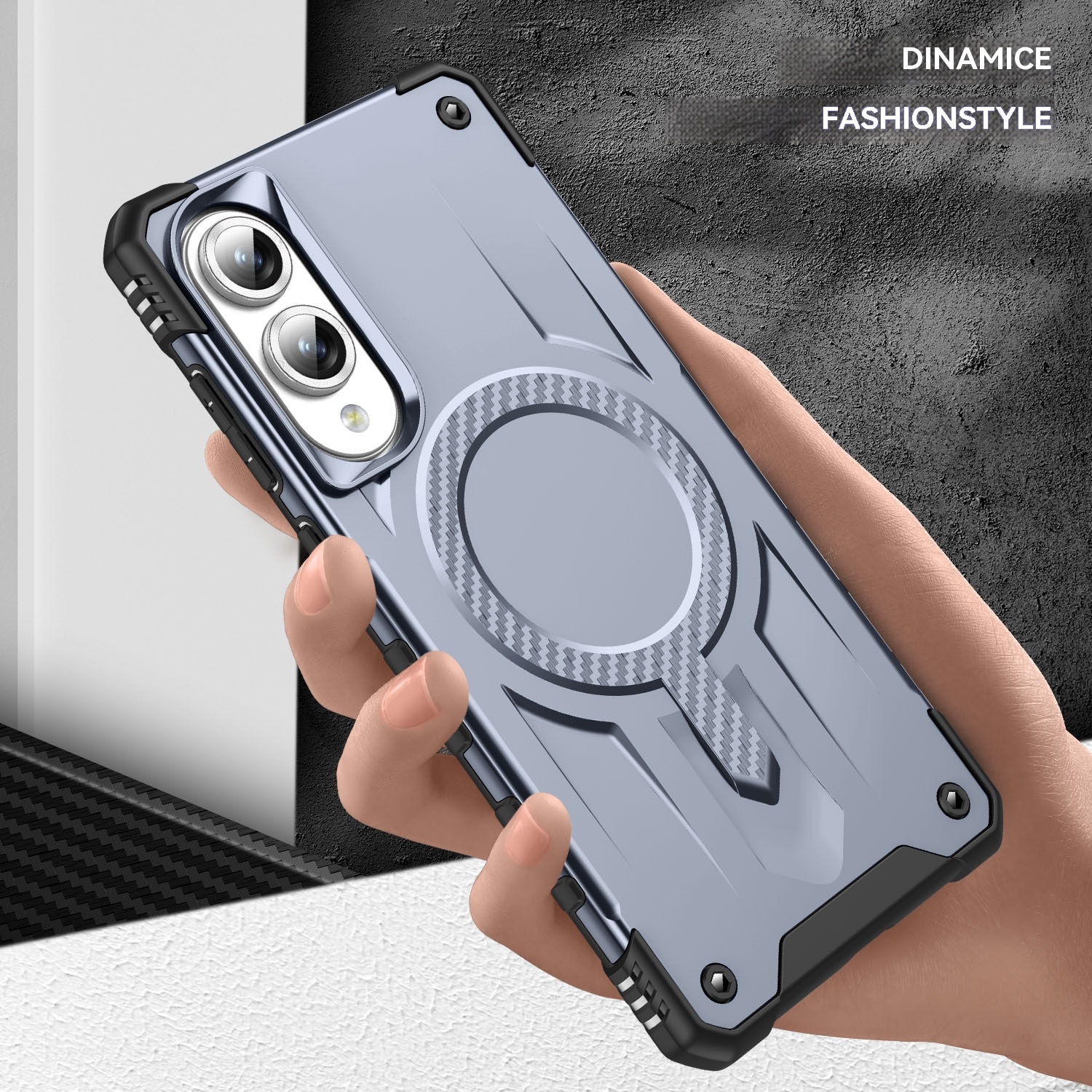 Husa magnetica compatibila cu Samsung Galaxy S25 Edge, Esther Beauty®, cu Tehnologie MagSafe, Carcasa rezistenta la socuri pentru Samsung Galaxy S25 Edge, Gri