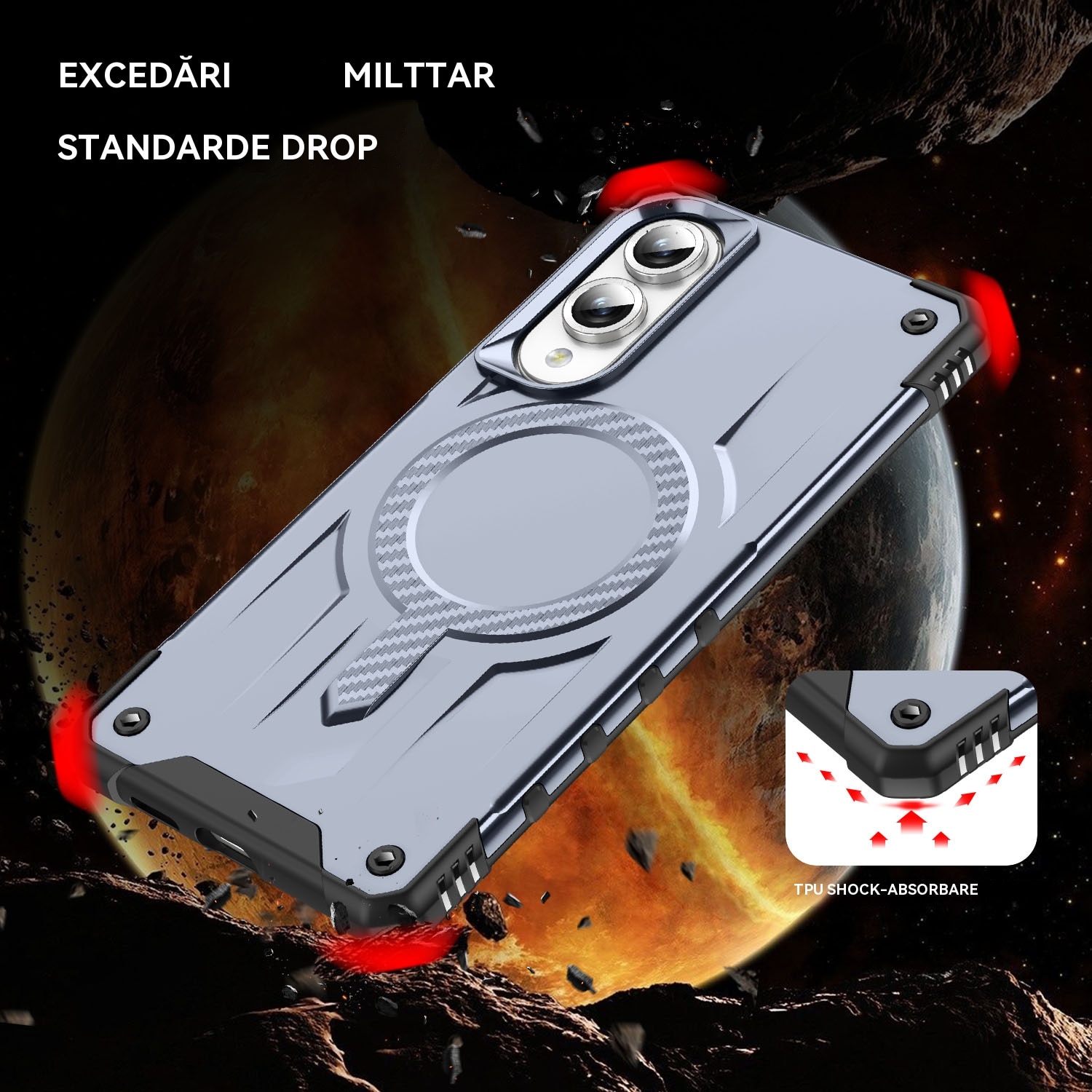 Husa magnetica compatibila cu Samsung Galaxy S25 Edge, Esther Beauty®, cu Tehnologie MagSafe, Carcasa rezistenta la socuri pentru Samsung Galaxy S25 Edge, Gri