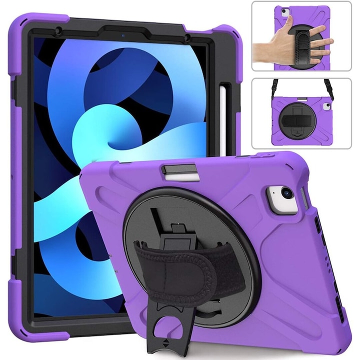 Husa pentru iPad Pro 12.9" cu suport rotativ si loc pentru stylus, violet