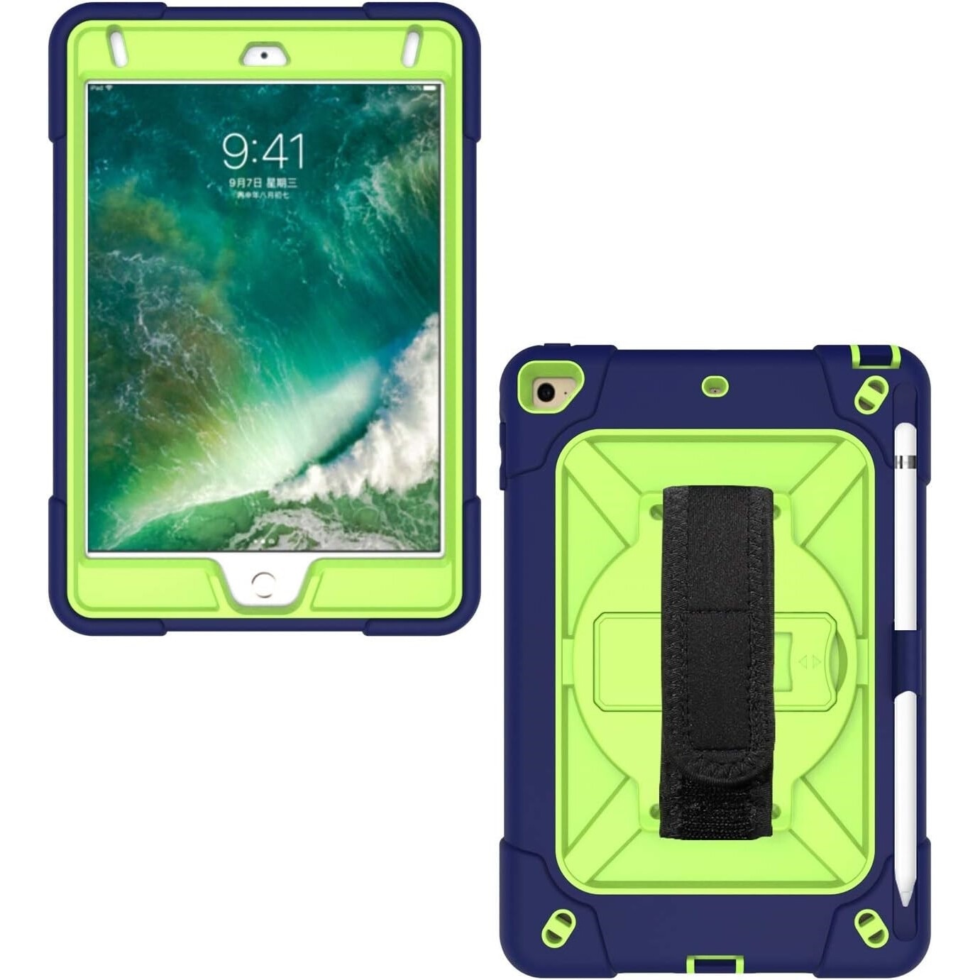 Husa compatibil cu iPad Pro 6/5 9,7” cu suport si curea de umar, albastru