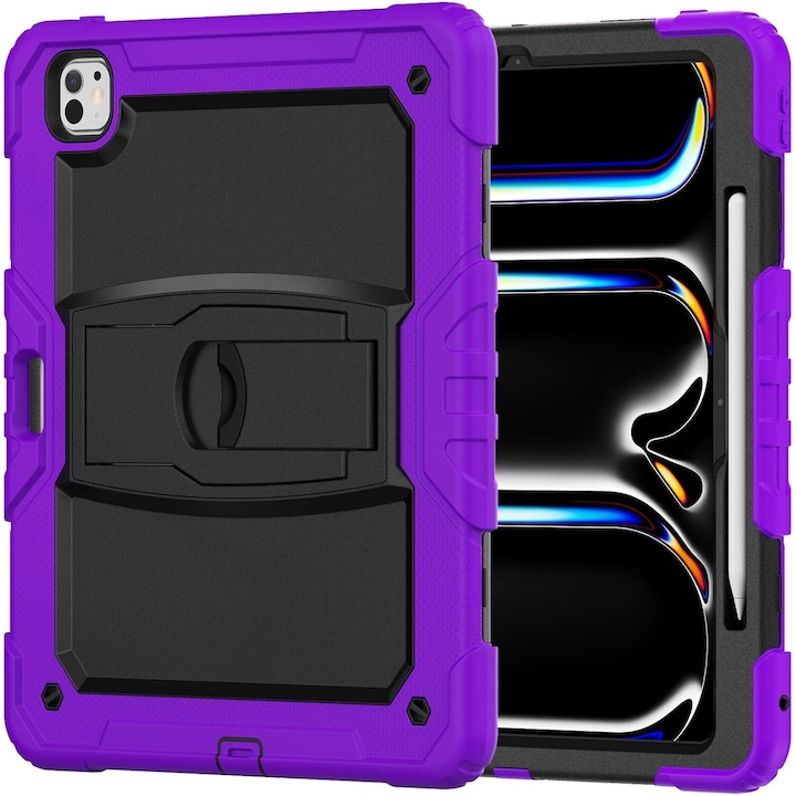 Husa compatibil cu iPad Pro 3/2/1 11” cu suport si curea de umar, violet