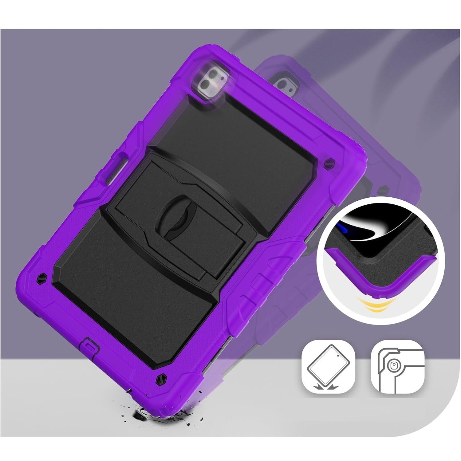 Husa compatibil cu iPad Pro 3/2/1 11” cu suport si curea de umar, violet