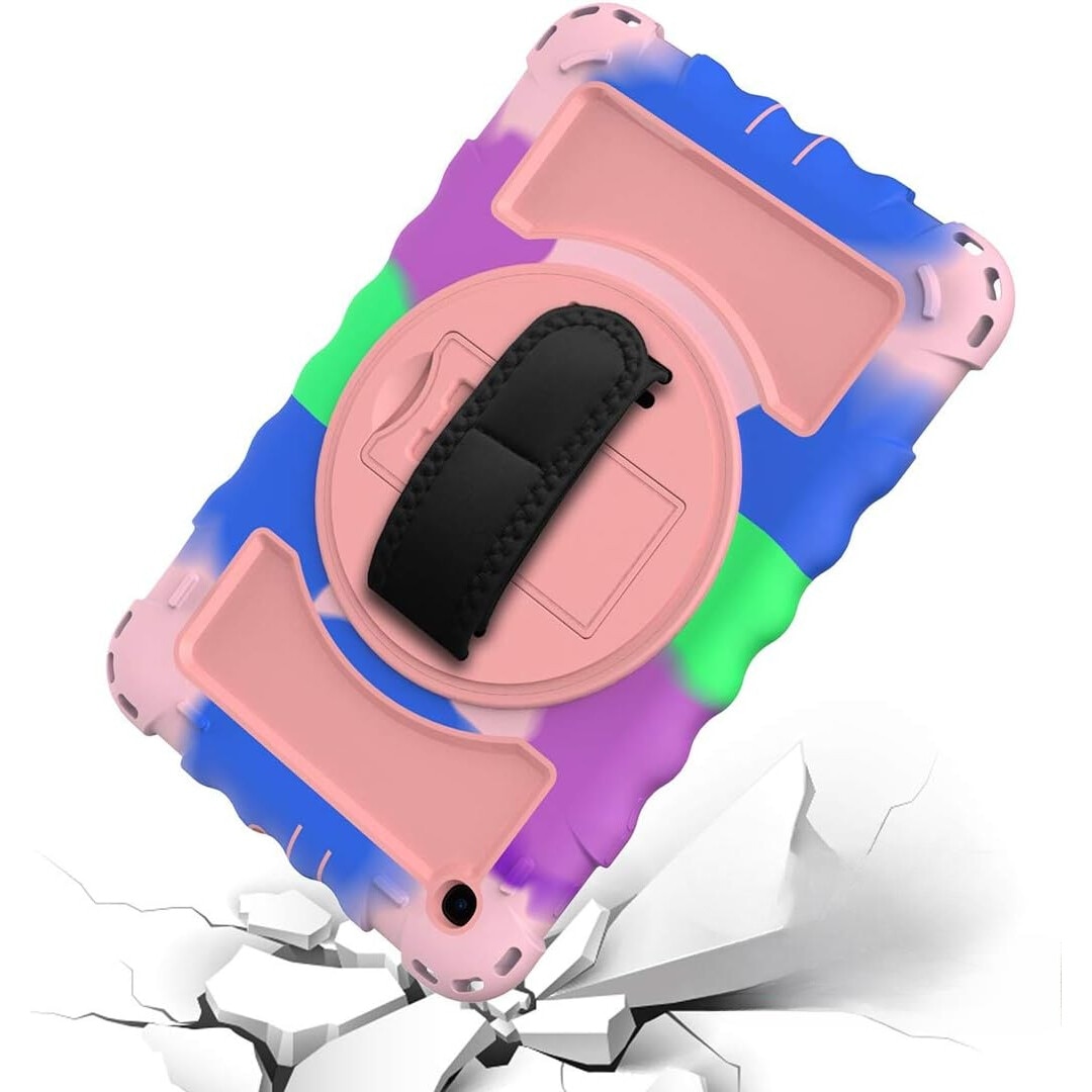 Husa tableta, Samsung Galaxy Tab A 8.0", 3 straturi, suport rotativ 360°, multicolor