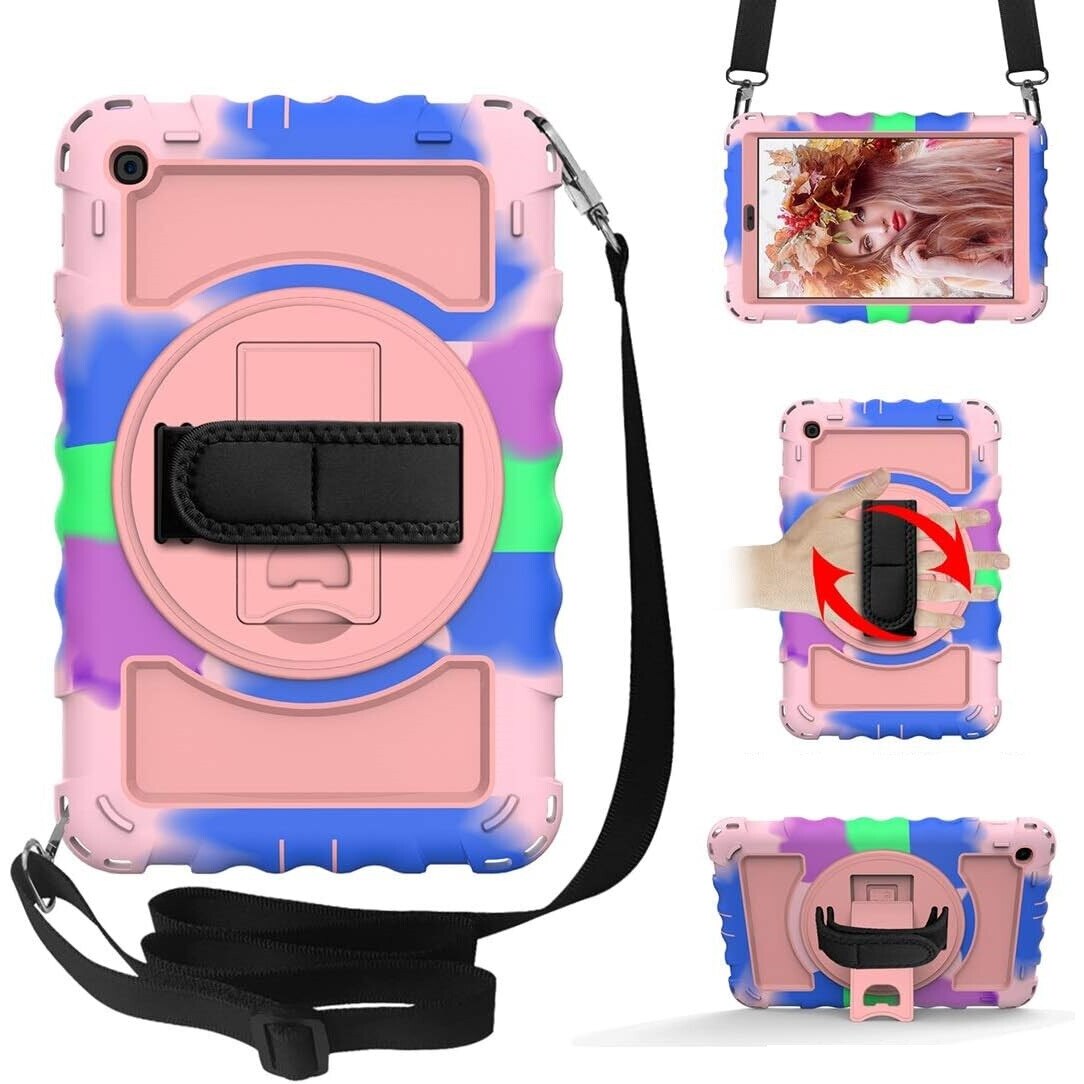 Husa tableta, Samsung Galaxy Tab A 8.0", 3 straturi, suport rotativ 360°, multicolor