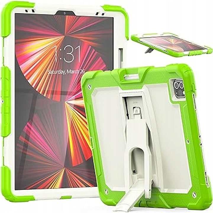 Husa compatibila cu iPad Pro 12,9 inchi cu suport si curea de umar, verde
