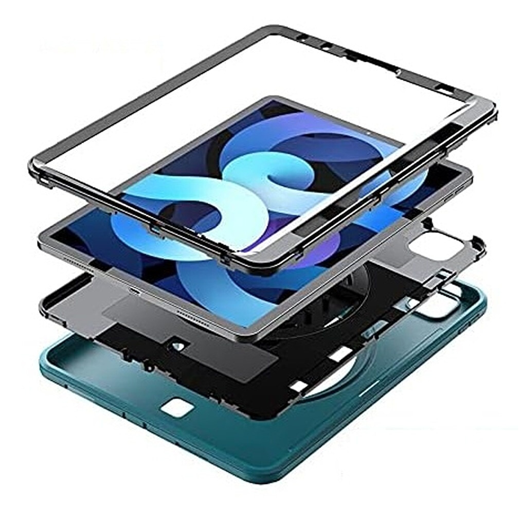 Husa pentru iPad Air 5/4 10.9"/Pro 11, turcoaz, cu suport si curea reglabila