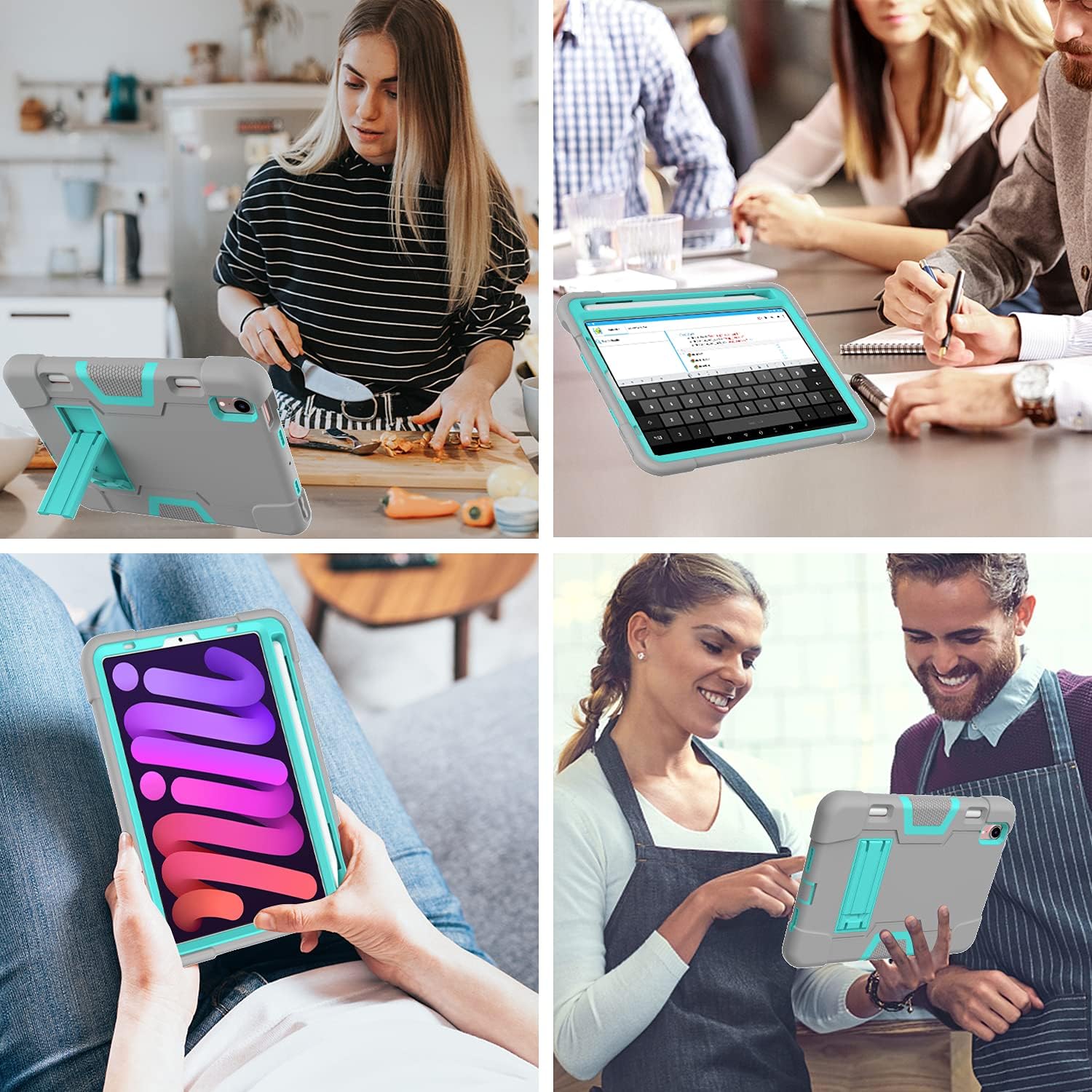 Husa pentru tableta, compatibila cu iPad Mini 6 8.3", pancerna, cu suport, gri