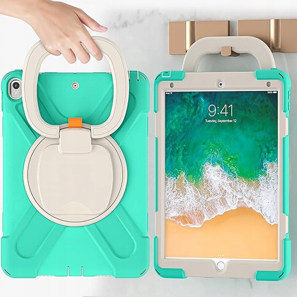 Husa pentru iPad Pro 12.9", 3 straturi, suport rotativ, loc pentru stylus, verde menta