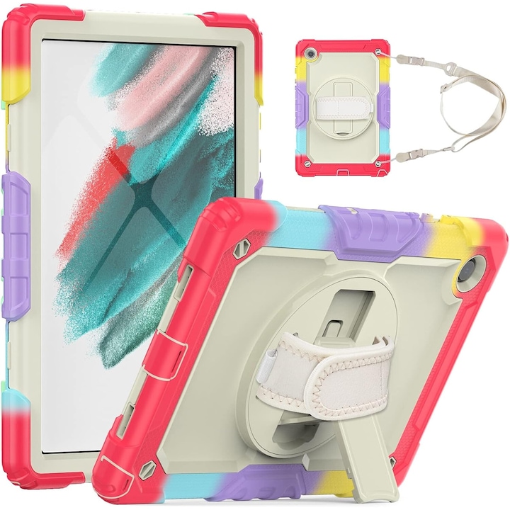 Husa tableta, pentru iPad Air 5/4 si Pro 11, 3 straturi, suport rotativ, curea reglabila, multicolor