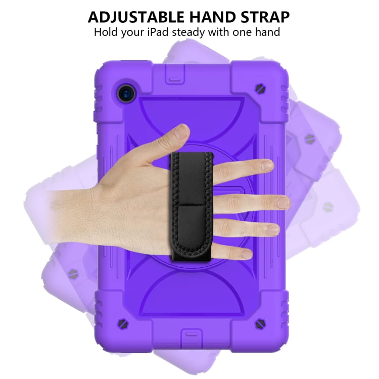 Husa tableta, Samsung Galaxy Tab A7 10.4", trei straturi, violet, cu suport si curea