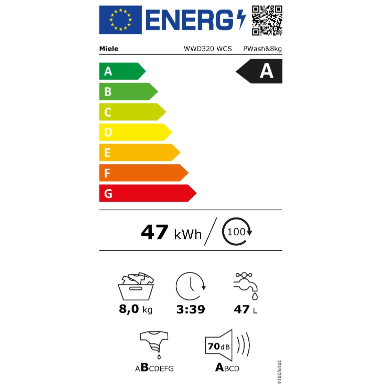 Masina de spalat rufe Miele WWD320 WPS, 8 kg, 1400 rpm, Clasa A, Motor ProfiEco, CapDosing, PowerWash, Alb