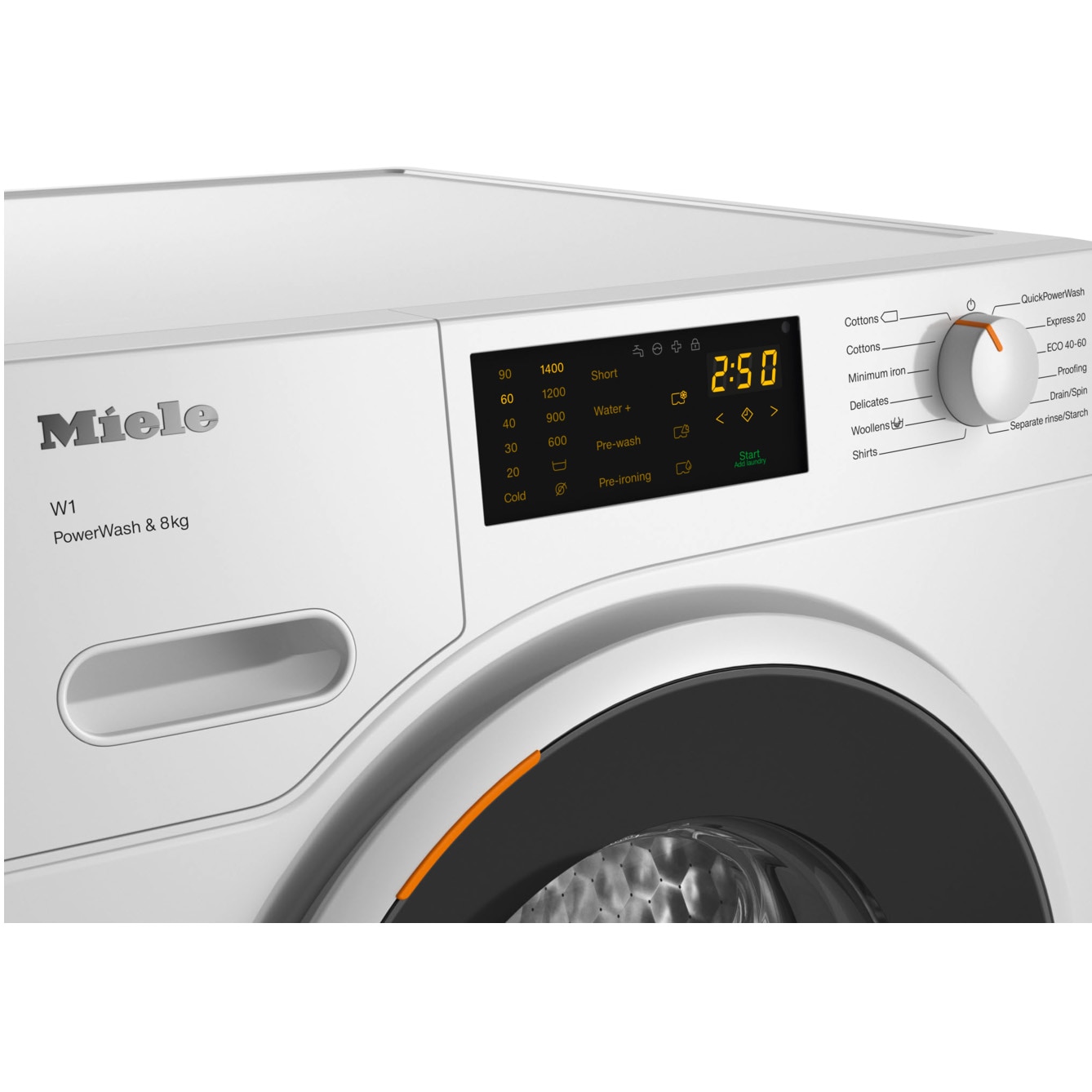 Masina de spalat rufe Miele WWD320 WPS, 8 kg, 1400 rpm, Clasa A, Motor ProfiEco, CapDosing, PowerWash, Alb