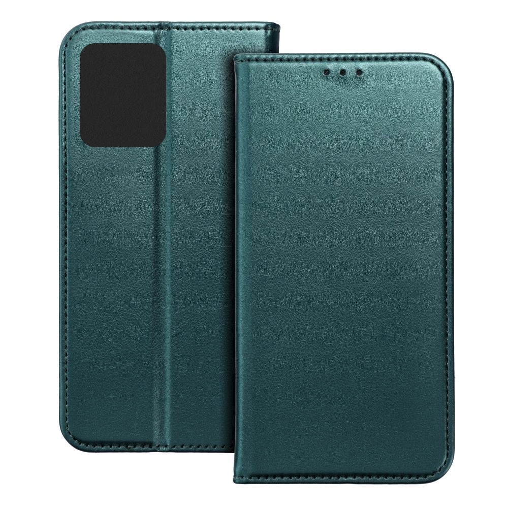 Husa pentru Motorola Moto G15, Piele ecologica, Premium PU Leather Book, Buzunar card, Inchidere magnetica, Functie stand / suport, Decupaj difuzor apeluri, Acoperire completa 360 de grade, Protectie fata-spate, Tip carte, Verde inchis
