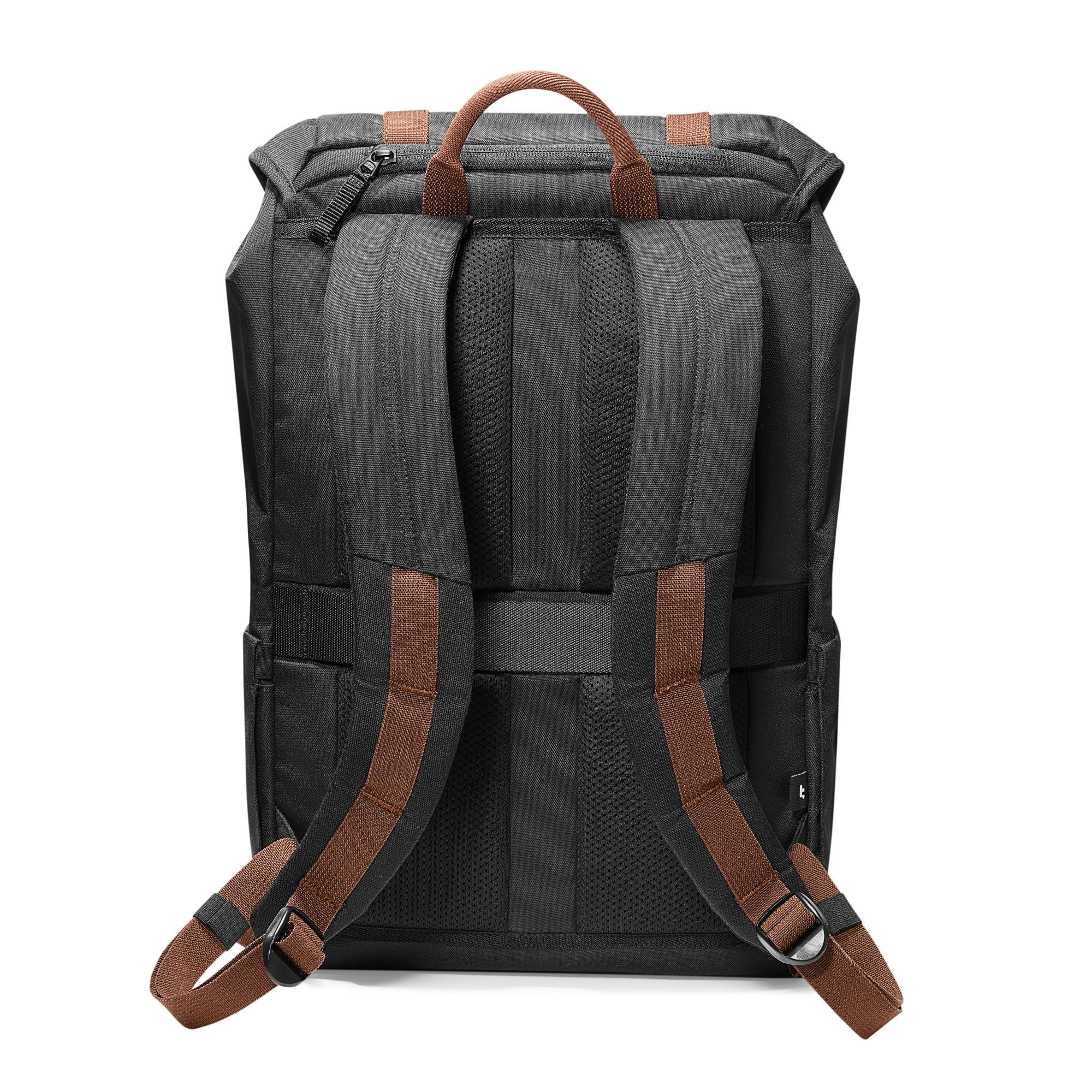 Rucsac TomToc Vintpack-TA1, 15.6", capacitate 22L, stil vintage, material rezistent apa, fermoare YKK, catarame Duraflex, compartiment laptop protejat, acces lateral rapid, chinga troler, buzunare smart, negru, design urban