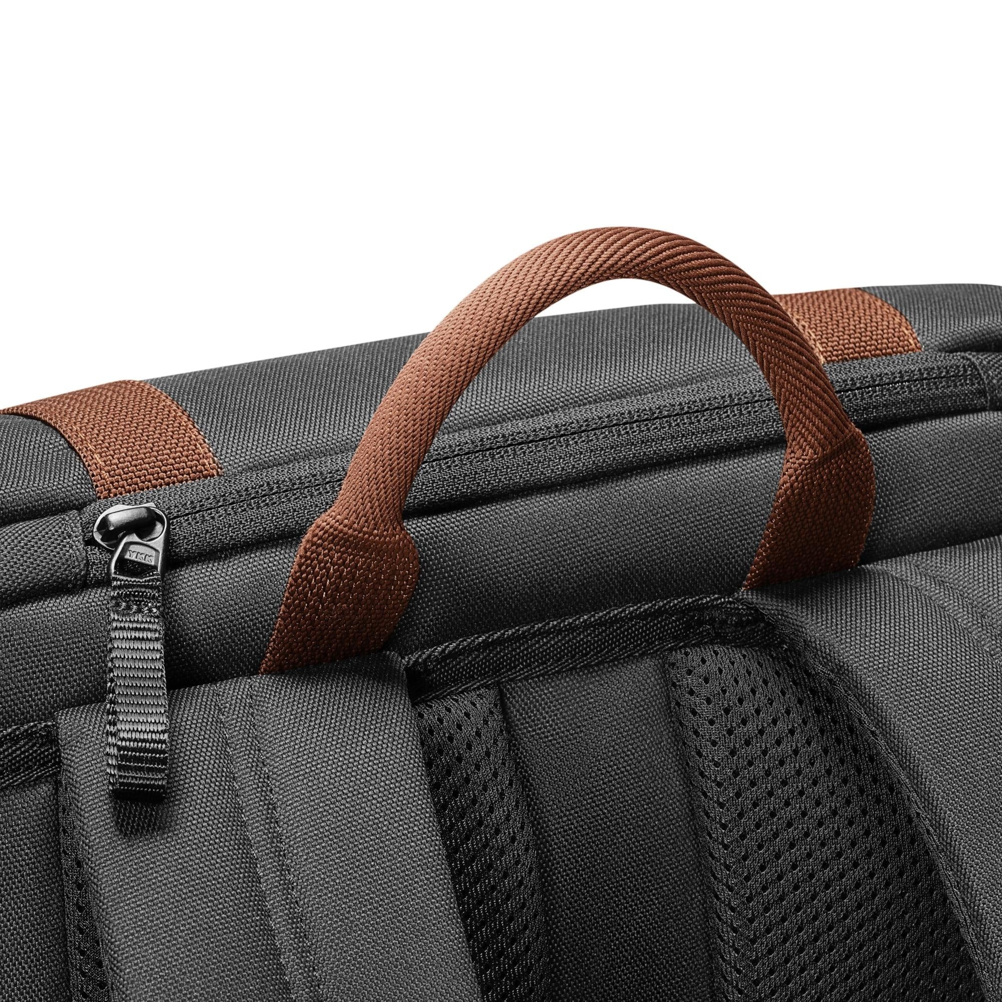 Rucsac TomToc Vintpack-TA1, 15.6", capacitate 22L, stil vintage, material rezistent apa, fermoare YKK, catarame Duraflex, compartiment laptop protejat, acces lateral rapid, chinga troler, buzunare smart, negru, design urban