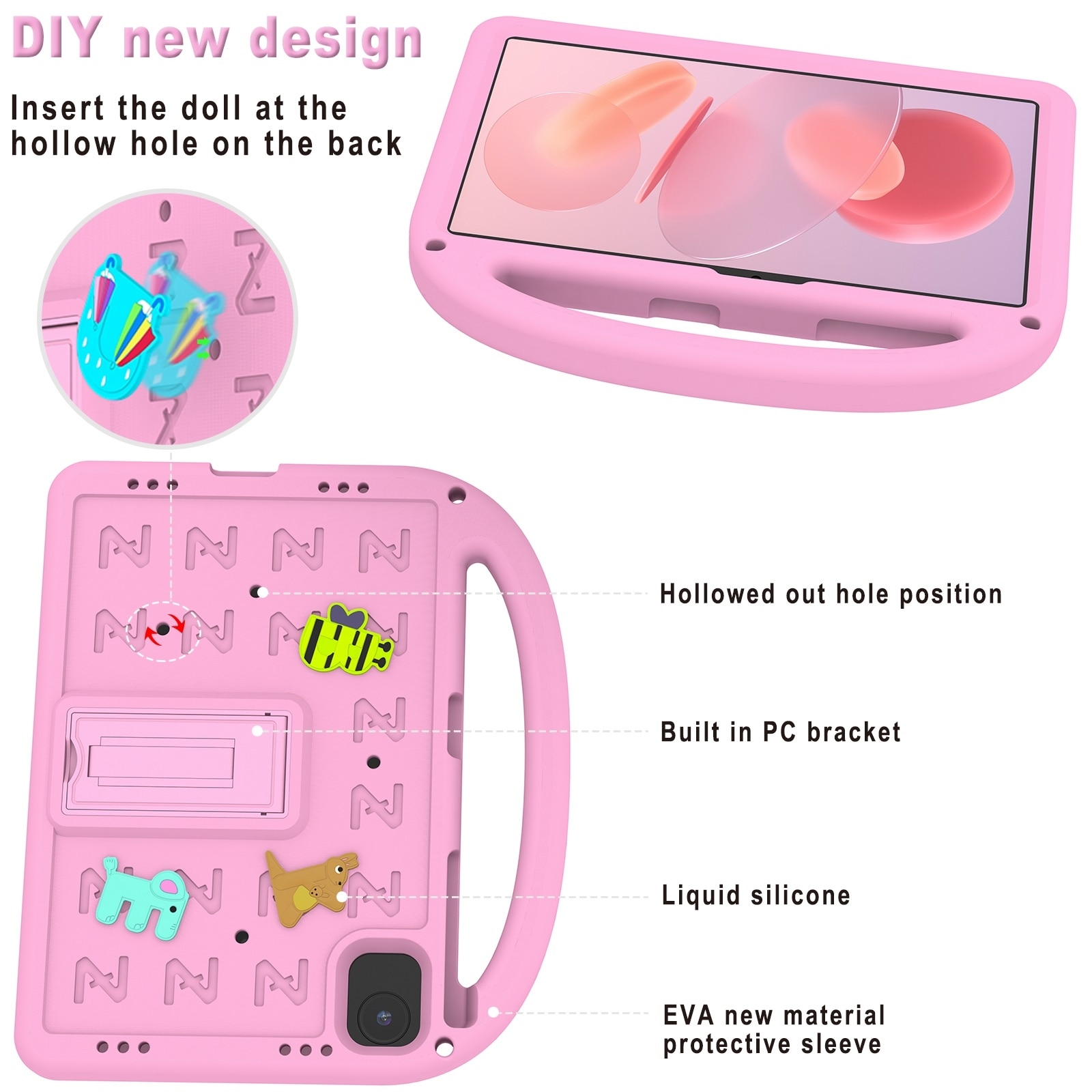 Husa tableta pentru Honor Pad X8a / X9 2024, model Cartoon Sparrow EVA anti-soc, roz