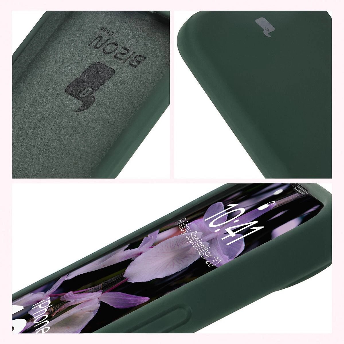 Husa Bizon Soft Case pentru iPhone 16e, verde inchis
