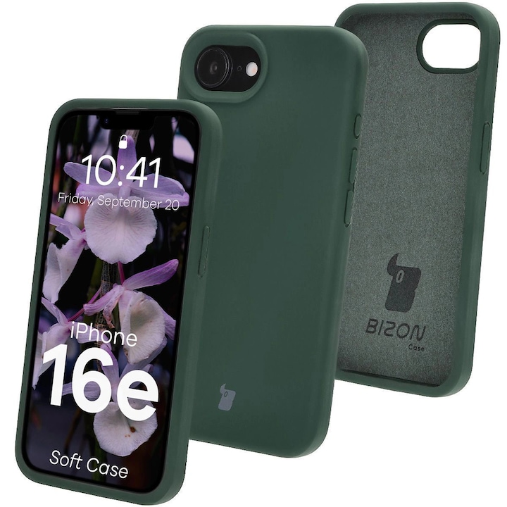 Husa Bizon Soft Case pentru iPhone 16e, verde inchis
