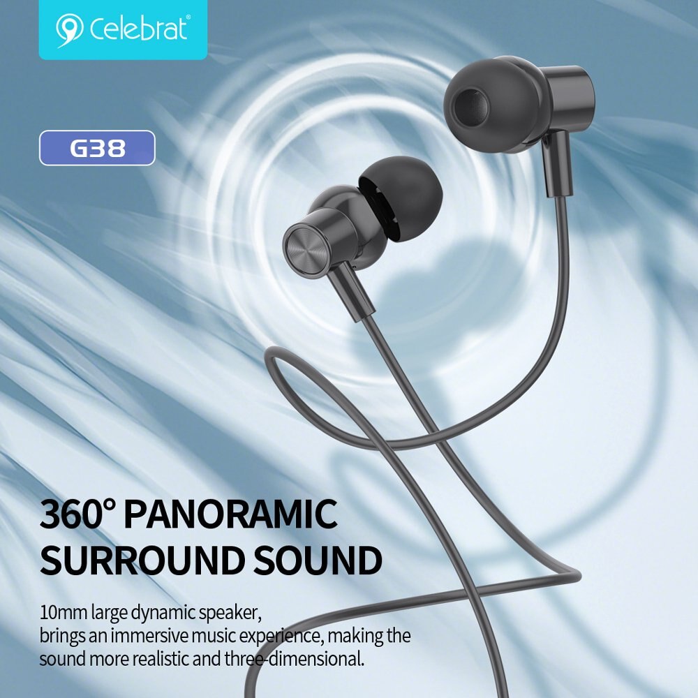 Casti CELEBRAT G38, USB-C, 10mm, 1.2m, negre
