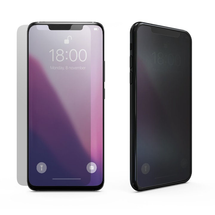 Folie de protectie, Szklo hartowane Privacy, pentru Xiaomi Redmi A3 4G, neagra, dimensiuni precise.