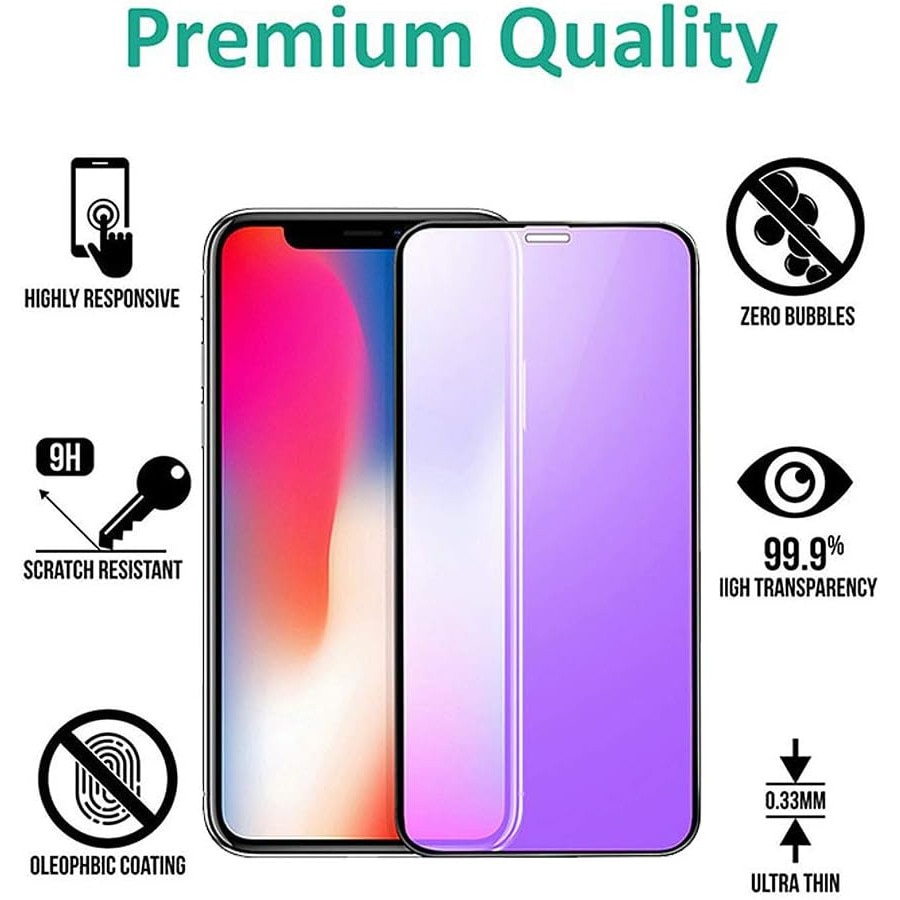 Set 2 Folie Sticla CRE8VE3, Folii protectie telefoane, Compatibil Apple iPhone 15/16, Protectie Profesionala Ecran 3D, Anti-lumina albastra, Aluminiu inalt, Full Cover, MaxDefense+ Anti Zgarieturi, Sticla Securizata, Duritate Militara, Ultra HD, Lila