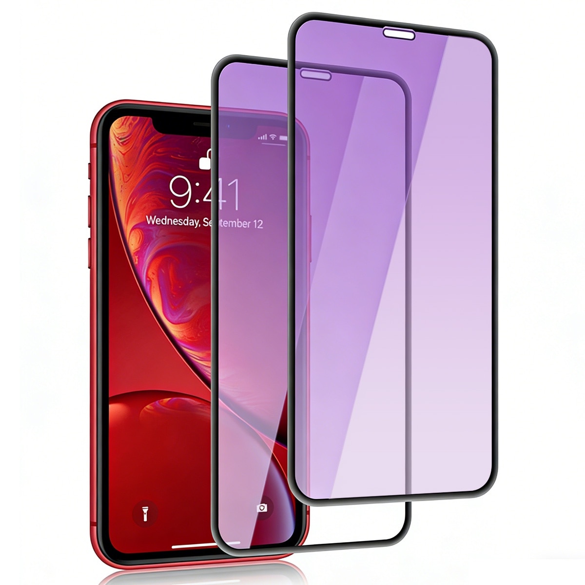Set 2 Folie Sticla CRE8VE3, Folii protectie telefoane, Compatibil Apple iPhone 15/16, Protectie Profesionala Ecran 3D, Anti-lumina albastra, Aluminiu inalt, Full Cover, MaxDefense+ Anti Zgarieturi, Sticla Securizata, Duritate Militara, Ultra HD, Lila