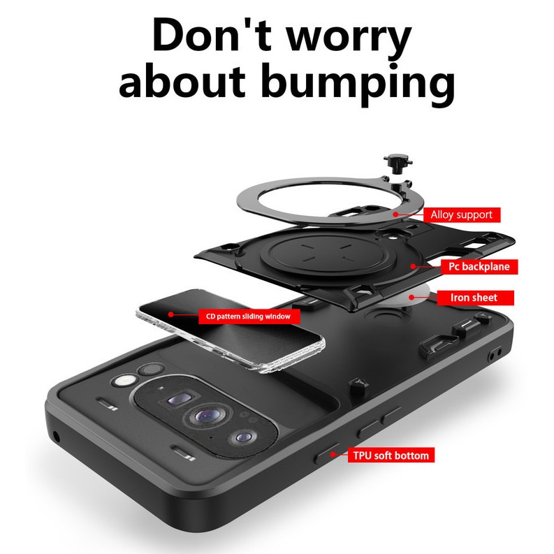 Husa telefon, pentru Google Pixel 9 / 9 Pro / 10 10 Pro, Capac de obiectiv al camerei glisante, inel rotativ 360°, Albastru