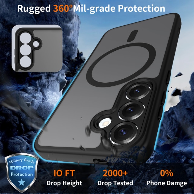 Husa pentru Samsung Galaxy S24 Plus, MagSafe, Hybrid Ultra Slim, Carcasa spate Mat, Hardcase, Antisoc, Negru