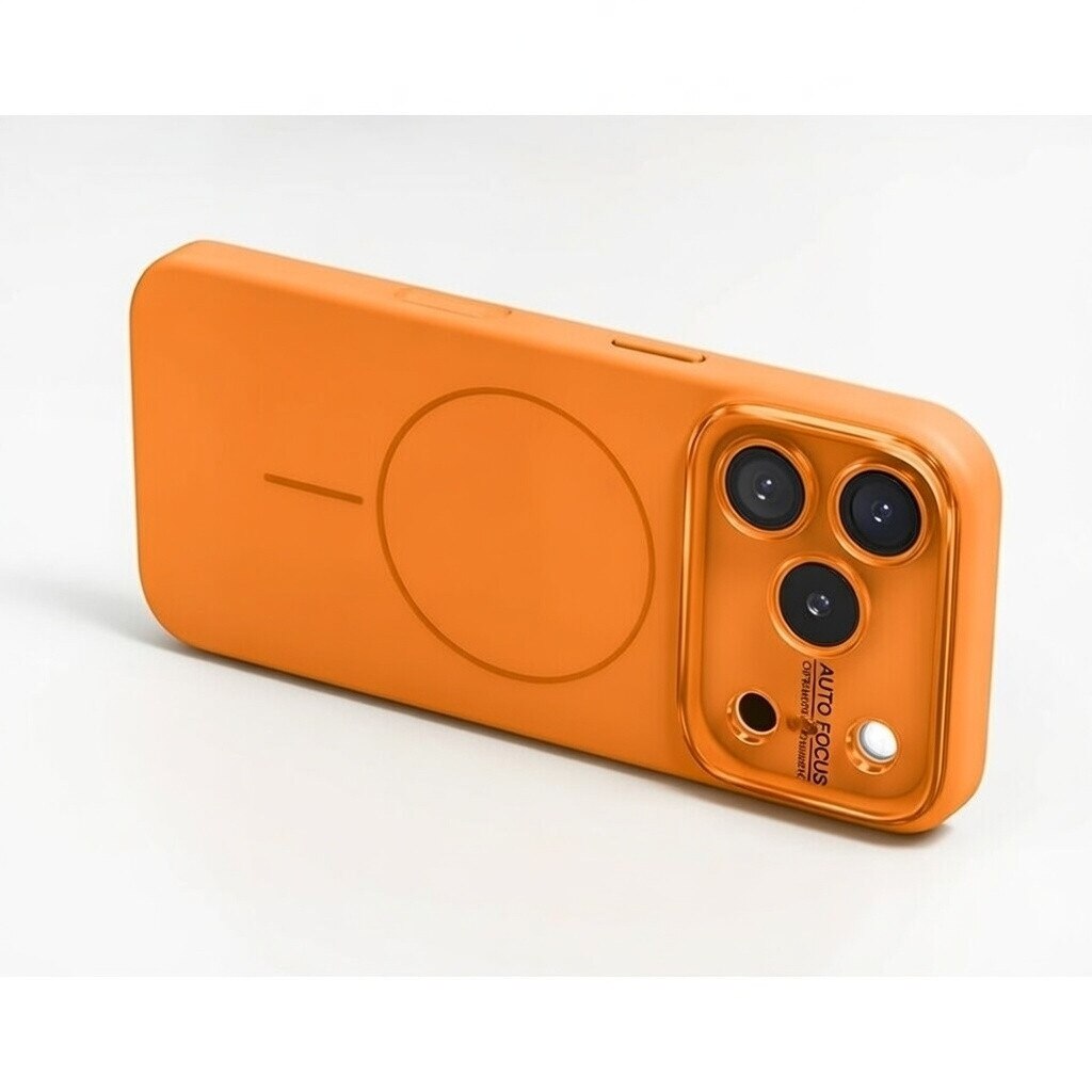 Husa pentru iPhone 17 Pro, Silicon Catifelat cu Interior din Microfibra, Compatibila cu MagSafe, Protectie Completa Camera, Portocaliu