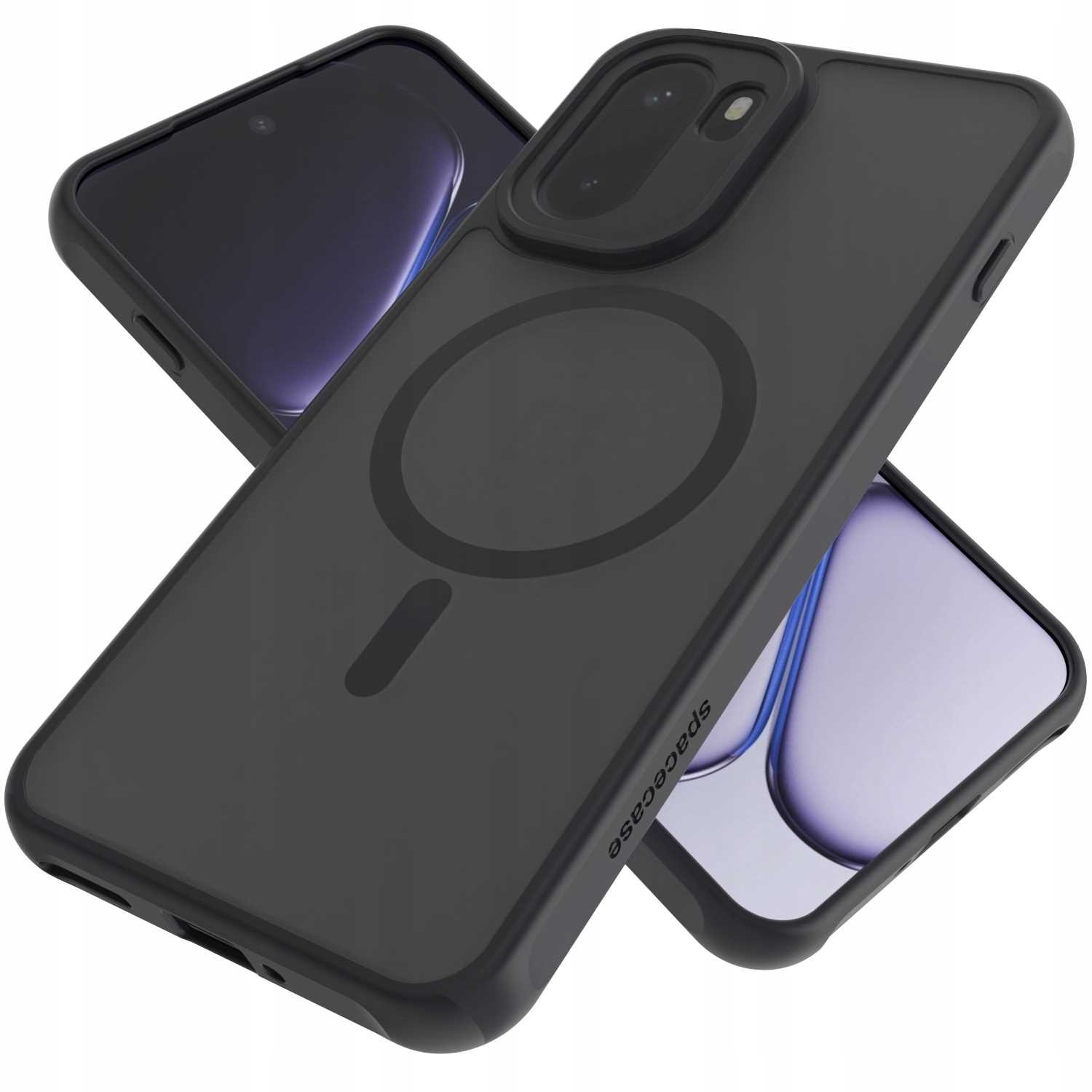 Husa Spacecase Hybrid Mag pentru OnePlus 15R, mata, compatibila cu MagSafe, neagra