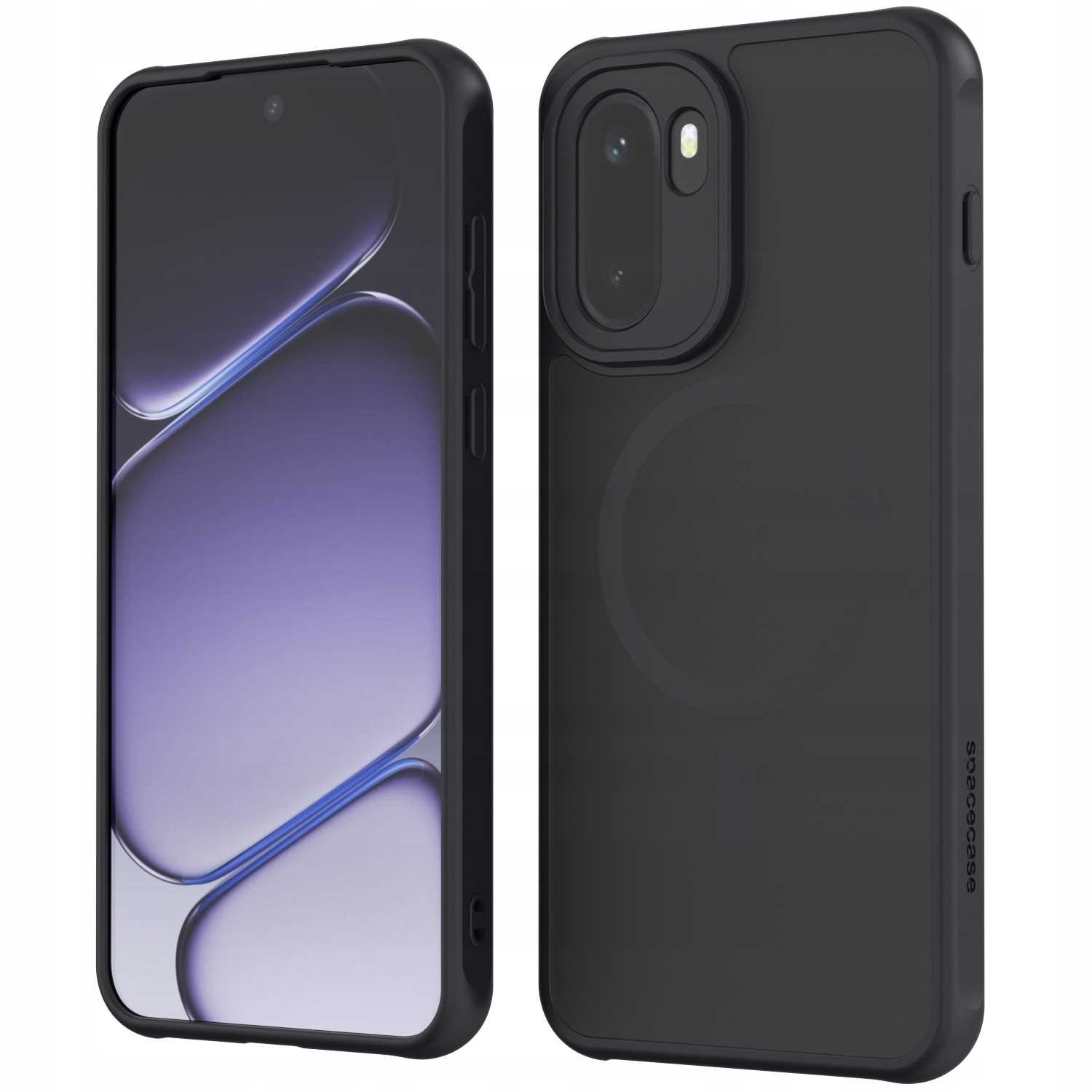 Husa Spacecase Hybrid Mag pentru OnePlus 15R, mata, compatibila cu MagSafe, neagra