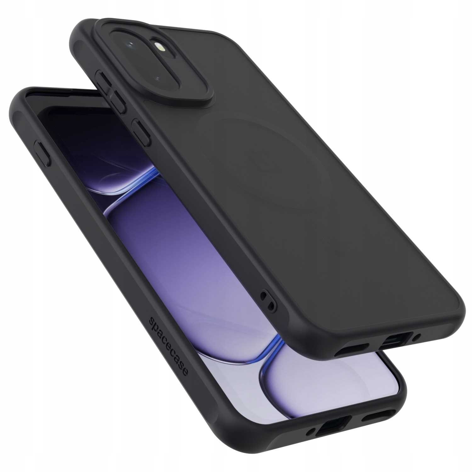 Husa Spacecase Hybrid Mag pentru OnePlus 15R, mata, compatibila cu MagSafe, neagra