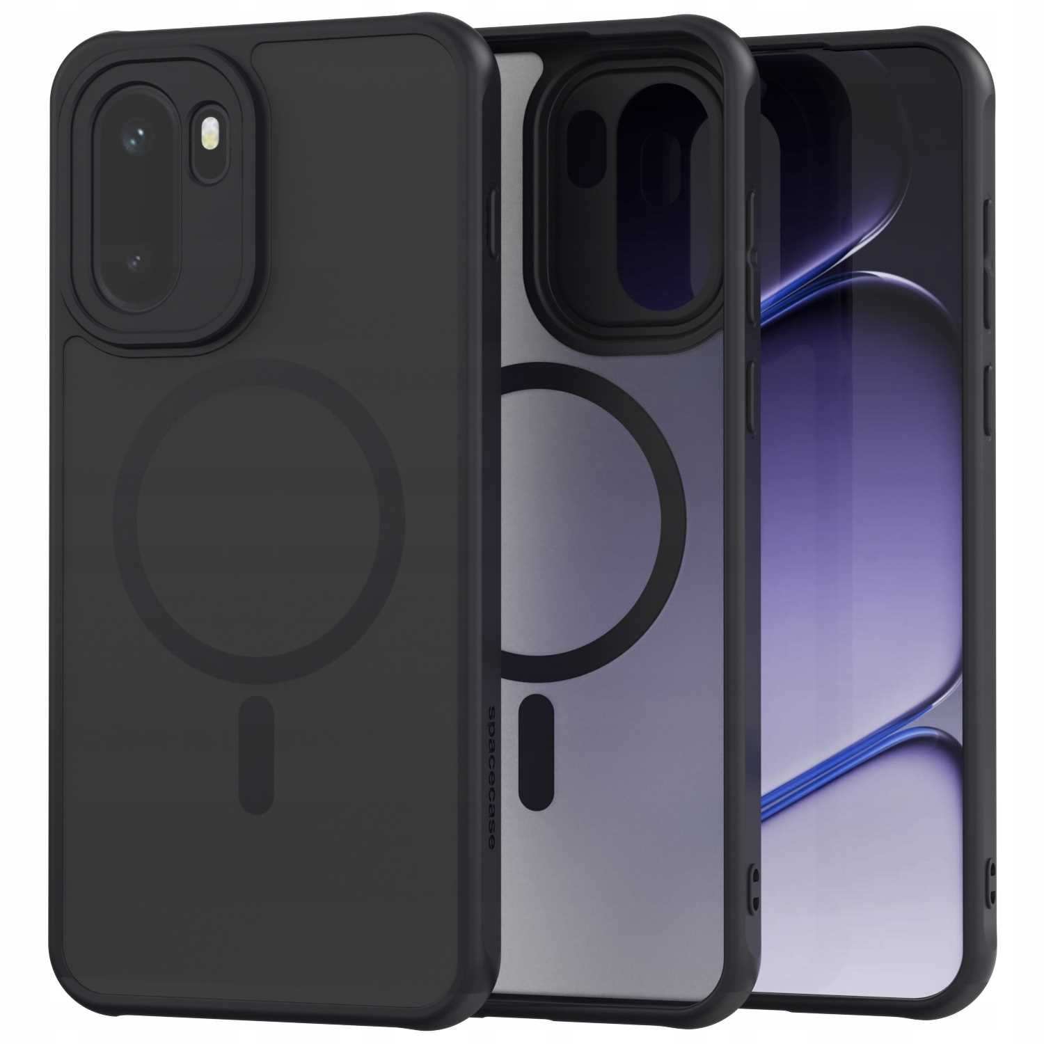 Husa Spacecase Hybrid Mag pentru OnePlus 15R, mata, compatibila cu MagSafe, neagra