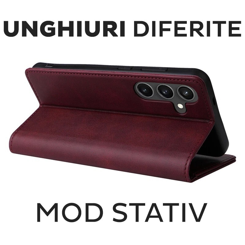 Husa pentru Samsung Galaxy A26 Daden® Flip Leather Deluxe, Antisoc, Inchidere magnetica, Buzunar card, Calitate Premium, VIsiniu