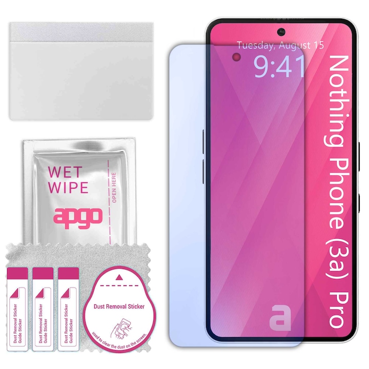Sticla de protectie apgo pentru Nothing Phone (3a) Pro – sticla hibrida, securizata pentru display, lucioasa, pro flexible Hybrid Glass, 9H, full glue