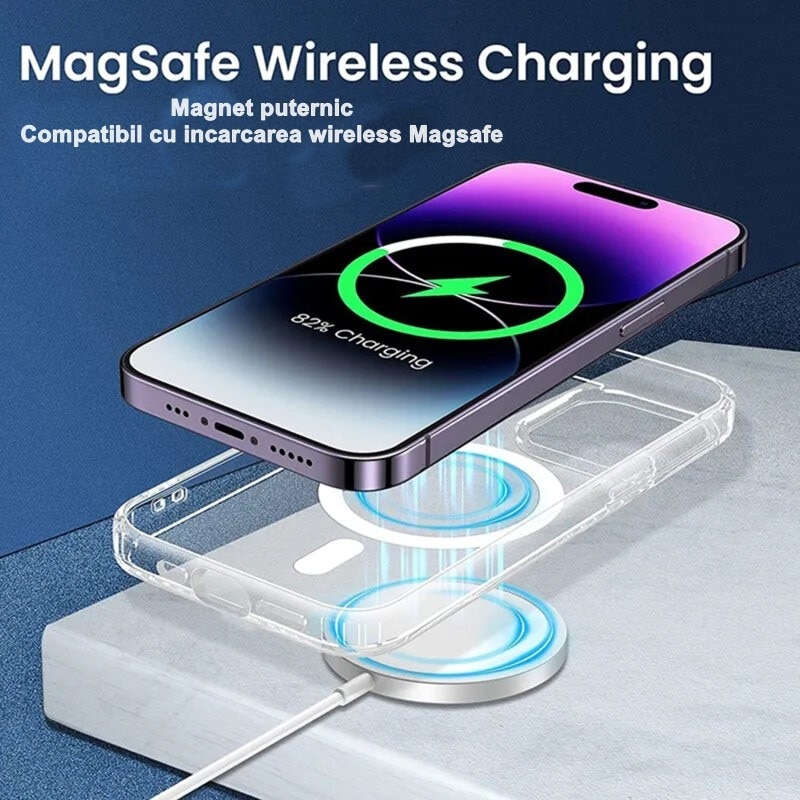 Husa de protectie Flippy compatibila cu Apple iPhone 15 Pro, MagSafe Blister, gaura mare camera, transparenta