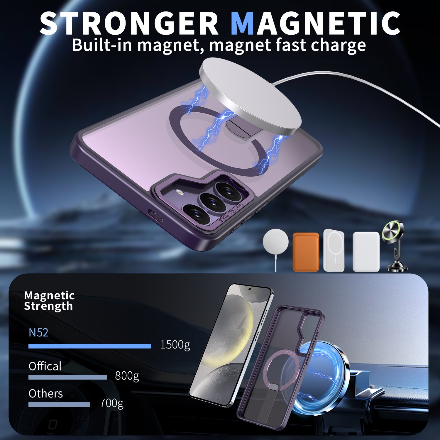 Husa de protectie pentru Samsung Galaxy S26 Plus Compatibila cu MagSafe, Kickstand Metalic, TPU + Acril, Purple – Protectie Premium si Design Elegant