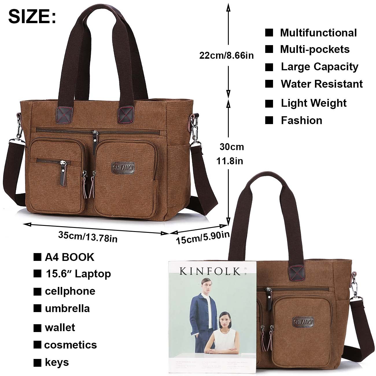 Geanta Laptop Canvas 15.6 Inch Verde