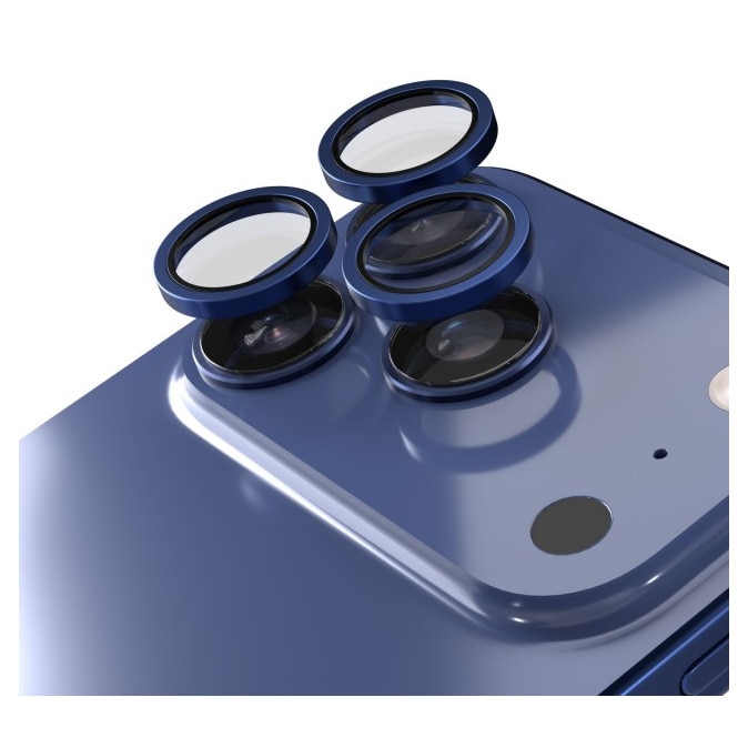 Folie Protectie Camera Individuala Etteri Compatibila Cu iPhone 17 Pro Max, Rama Metal, Aplicator Inclus, Blue
