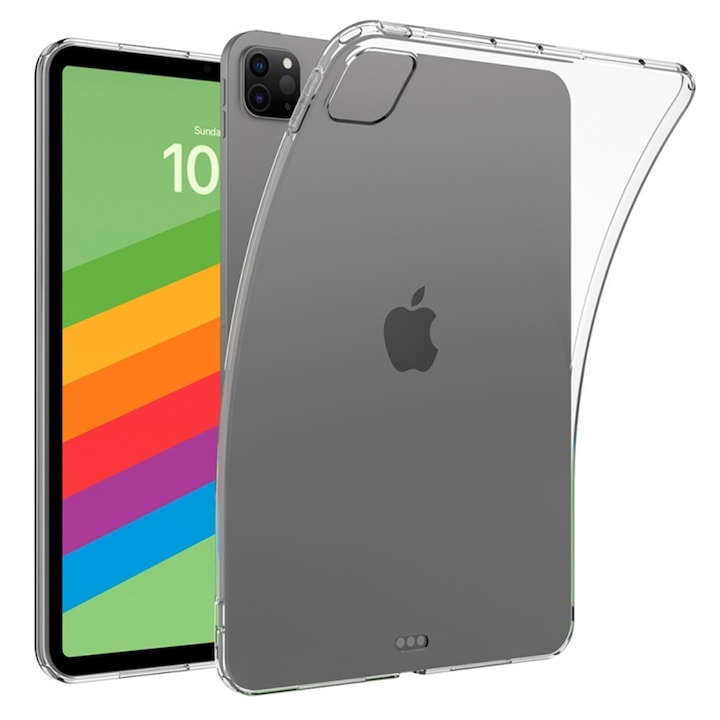 Husă tabletă compatibilă cu iPad Pro 11 2024 (Gen. 5, 11 inch) - husă de spate din silicon transparentă, rezistentă la șocuri