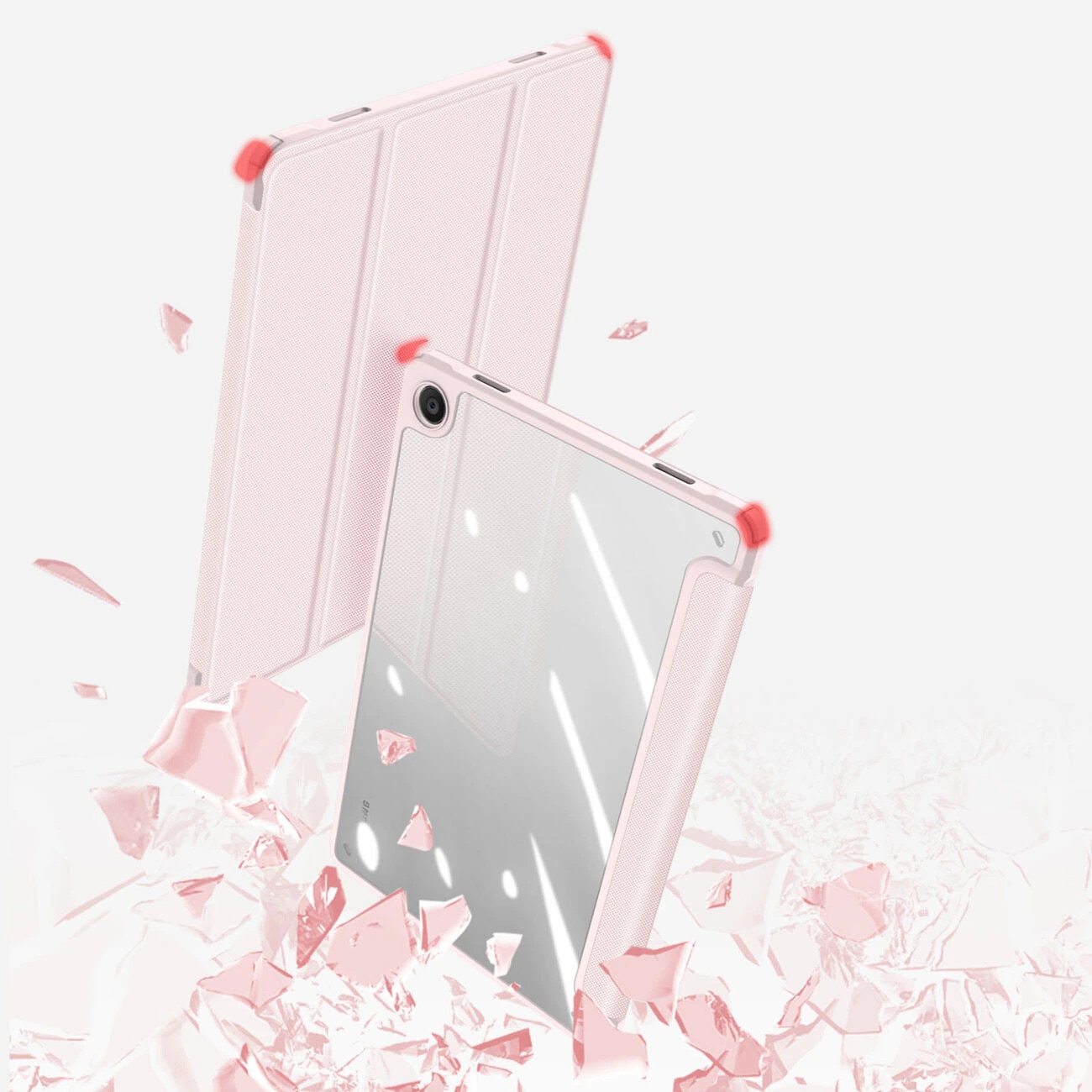 Husa premium pentru Samsung Galaxy Tab S6 Lite 2024/2022, 10.4", Sigloo, interior de piele sintetica, suport Smart Pen, spatele din policarbonat transparent, rezistent la socuri, Pink