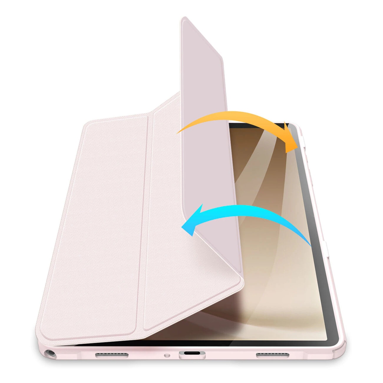 Husa premium pentru Samsung Galaxy Tab S6 Lite 2024/2022, 10.4", Sigloo, interior de piele sintetica, suport Smart Pen, spatele din policarbonat transparent, rezistent la socuri, Pink