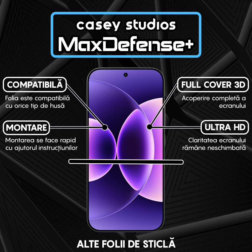 Folie Sticla CASEY STUDIOS™ pentru Xiaomi 17, Full Cover 3D, Full Glue, Duritate Militara, Protectie Profesionala Ecran 3D, Anti Zgarieturi, Margini Negre