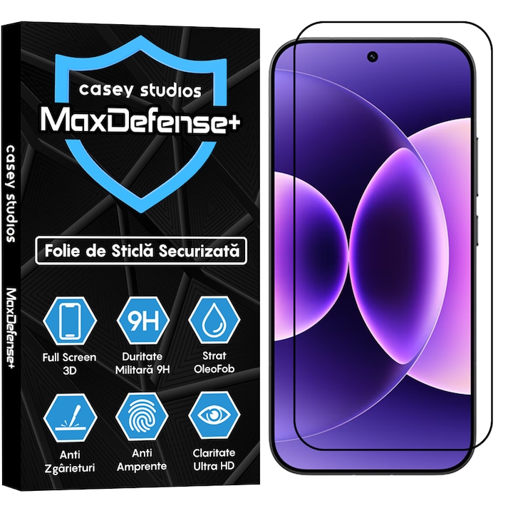 Folie Sticla CASEY STUDIOS™ pentru Xiaomi 17, Full Cover 3D, Full Glue, Duritate Militara, Protectie Profesionala Ecran 3D, Anti Zgarieturi, Margini Negre
