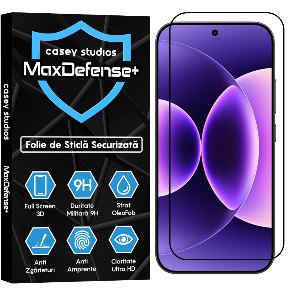 Folie Sticla CASEY STUDIOS™ pentru Xiaomi 17, Full Cover 3D, Full Glue, Duritate Militara, Protectie Profesionala Ecran 3D, Anti Zgarieturi, Margini Negre