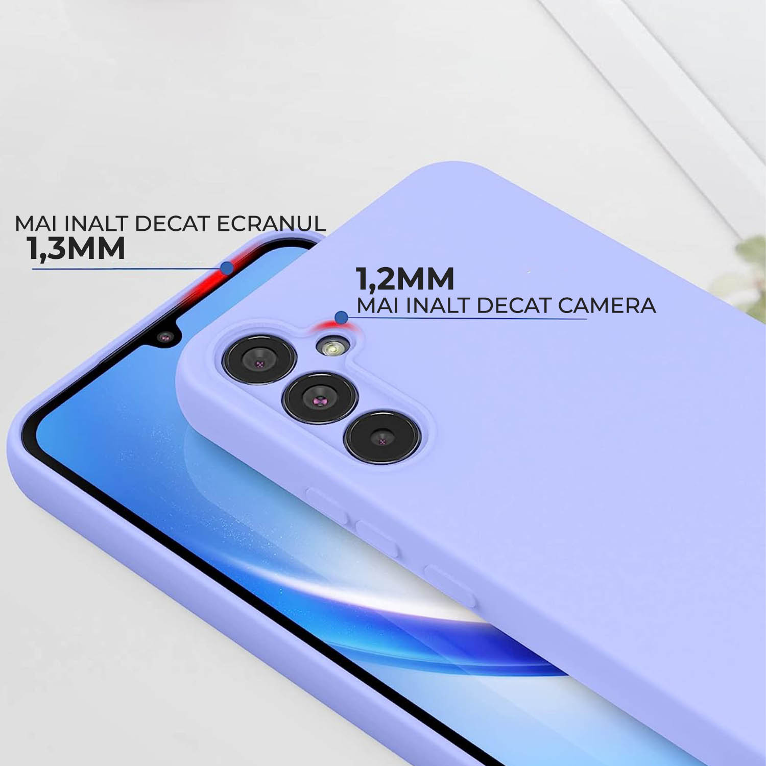Husa Premium Silicon Soft pentru Samsung A14 5G, Ultra Slim, Protectie sporita, Interior de microfibra, Lavanda
