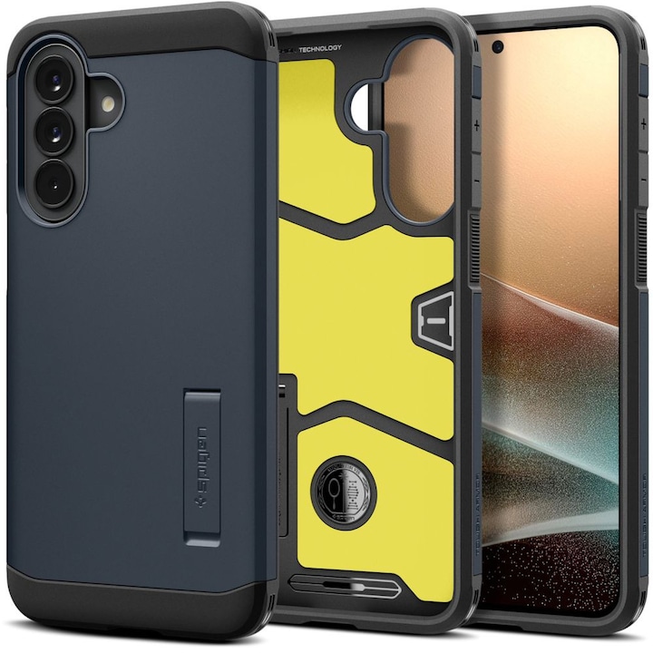 Husa pentru Samsung Galaxy A57 5G Spigen Tough Armor, Stativ incorporat, Calitate Premium, Gri