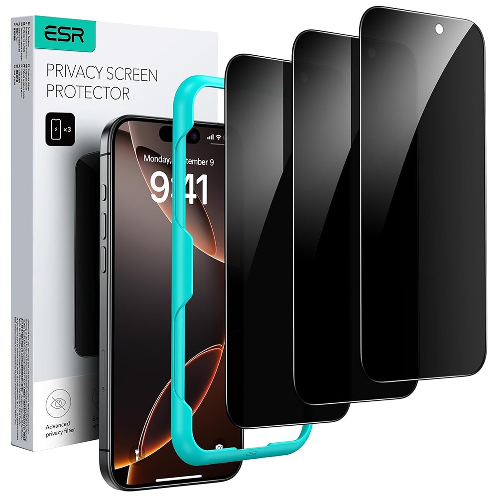 Folie pentru iPhone 17 Air (set 3) - ESR TPrivacy Tempered Glass - Black