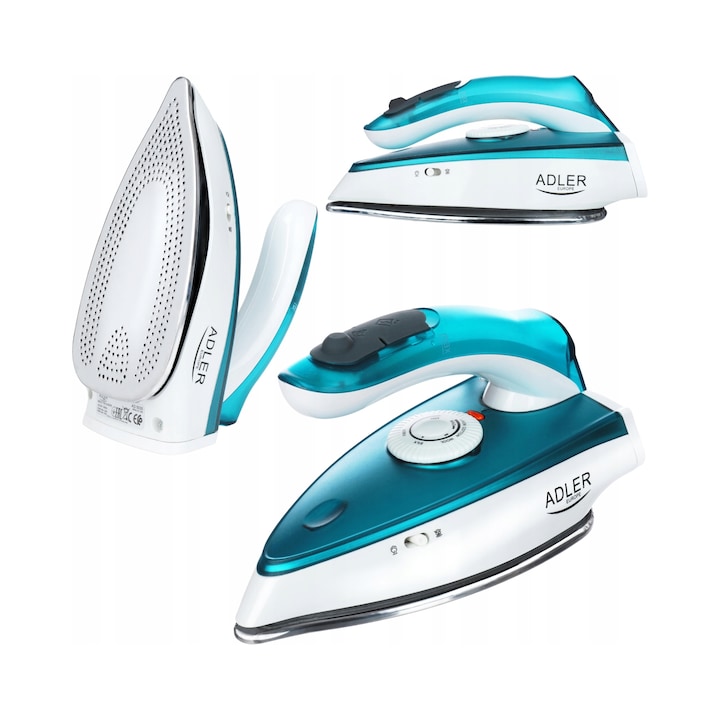 Fier de calcat turistic Adler AD 5035, 1700W, abur, pliabil, alb, 19.5x9x8.5cm